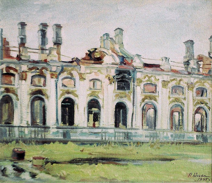 Palace of the grand duke Paval 1945 Gatehina size unknown oil on canvas